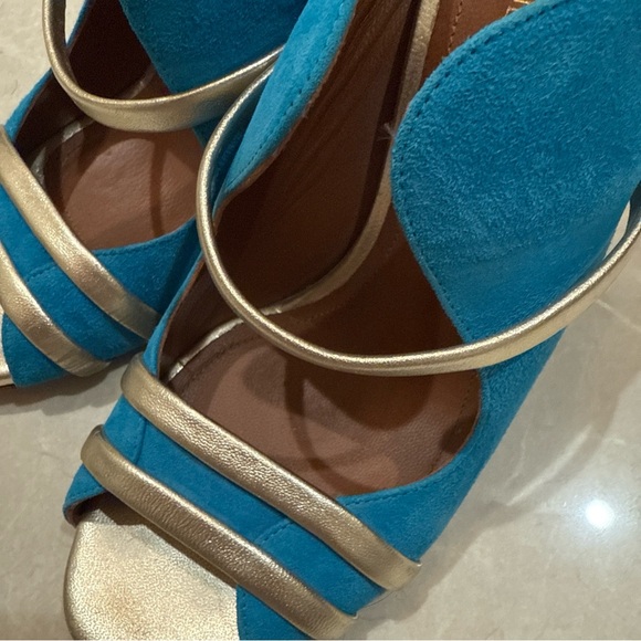 MALONE SOULIERS Women’s sandals mules NIRAH Size 6.5 Brown Blue Suede $899 - Picture 4 of 16